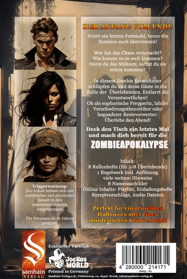 Zombieapokalypse, Rückseite der Box